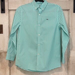 Vineyard Vines Aqua Gingham Button Down Shirt